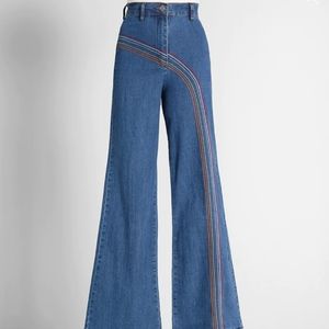Modcloth High Rise Wide Leg Rainbow With Me Jeans 10R